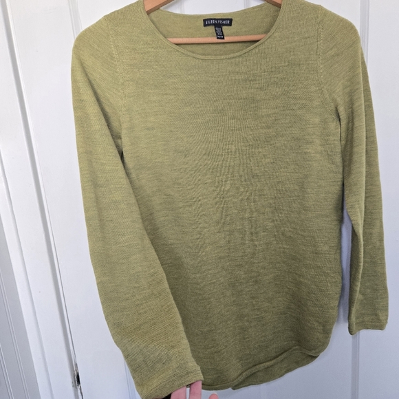 Eileen Fisher Women's Merino Wool Sweater Size XL Green Minimalist 3/4 Sleeve - Picture 2 of 10